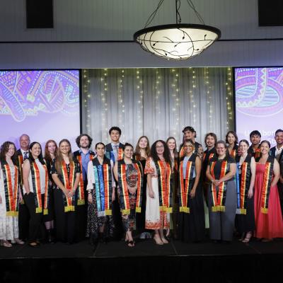 2024 UQ Indigenous graduates with Aboriginal and Torres Strait Islander Sashes 