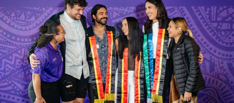 Shanara Body and other Indigenous Graduates at the Mid-Year Sashing Ceremony