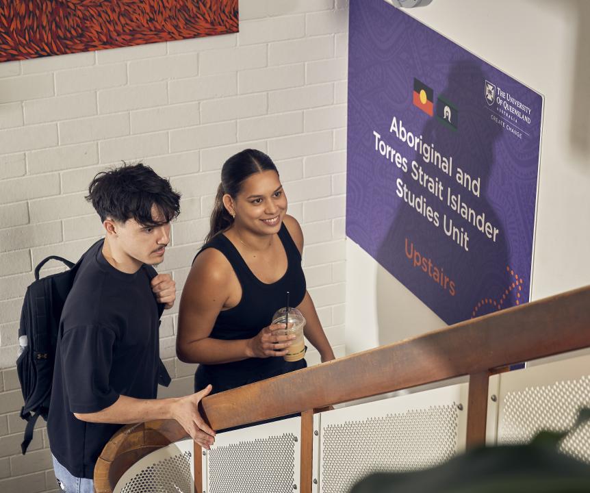 Students walking up to the ATSIS Unit