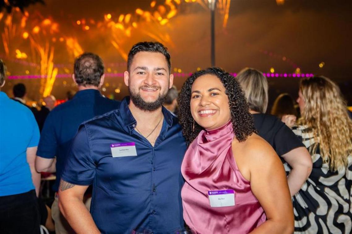 Lachlan and Nia Bon at Customs House celebrating Riverfire